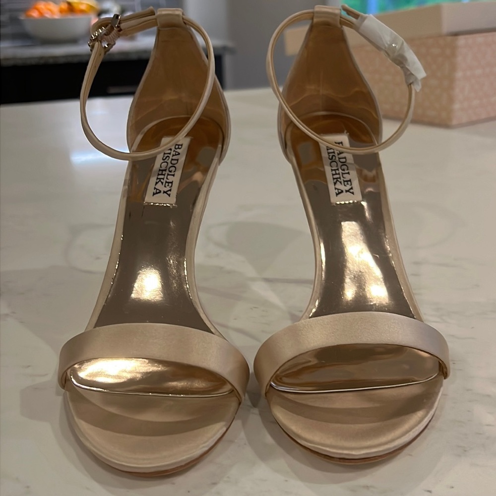 Badgley Mischka Vicia Nude Satin Pumps 6.5